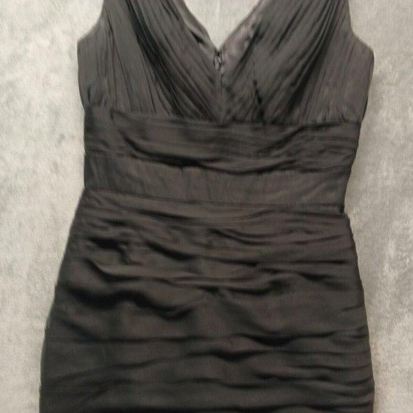 MONIQUE LHULLIER BRIDESMAIDS Women Pleated Dress Knee Length Black Size 2 - Picture 4 of 12